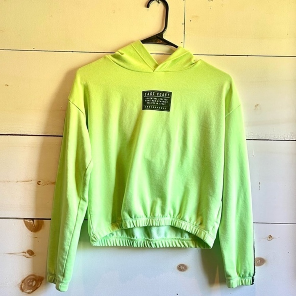 H&M neon hoodie 12/15 Y worn‎ as a size small adult crop top